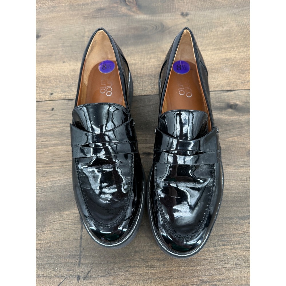 Franco Sarto Cassandra Womens Black Patent Lug Sole Penny Loafers Size 8.5 M - Picture 4 of 10
